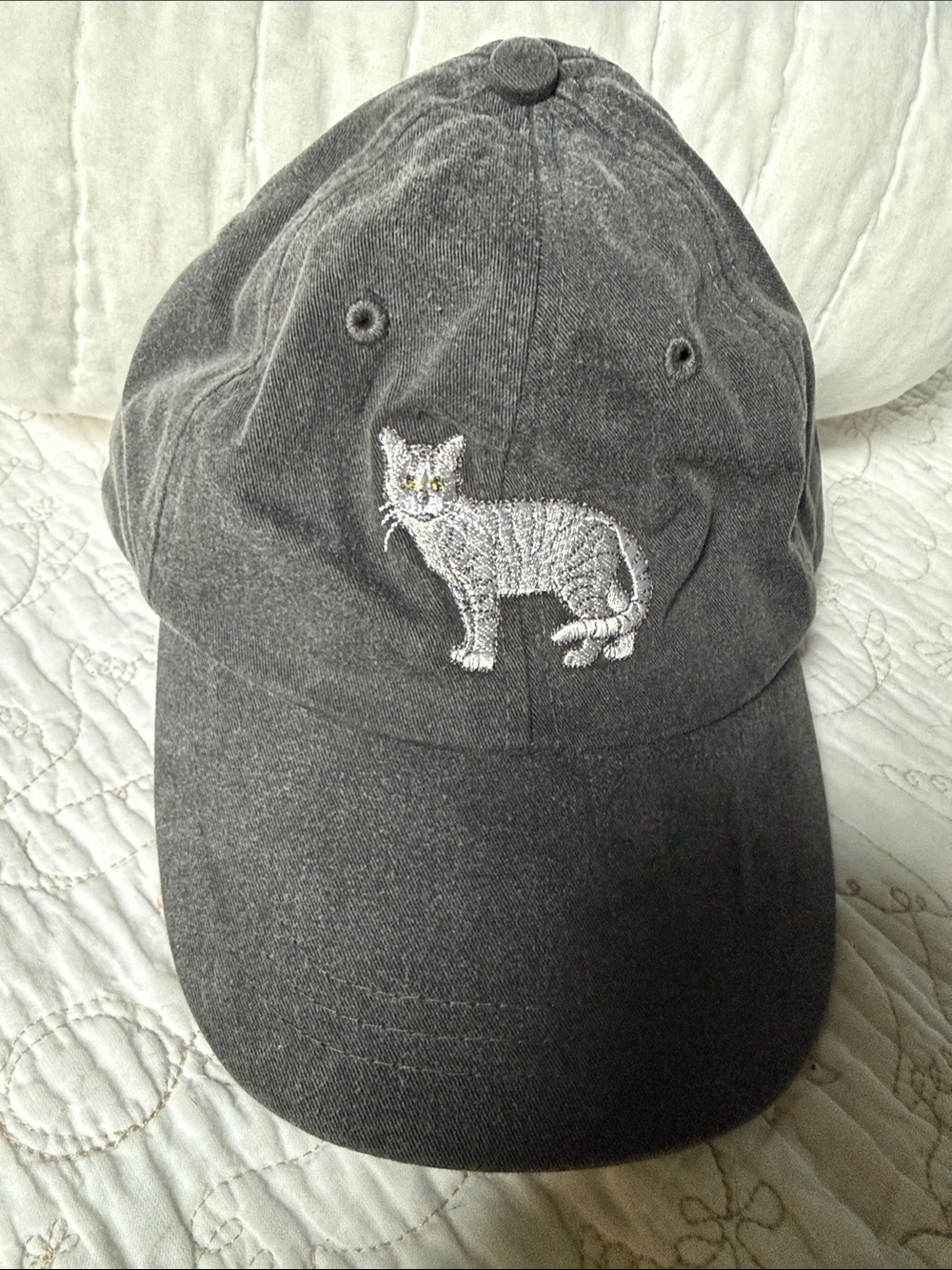 Adams Dark Gray Cat Embroidered Baseball Cap